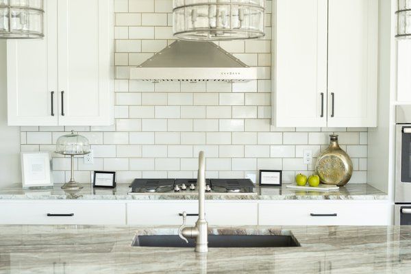 New kitchen with white subway tile backsplash